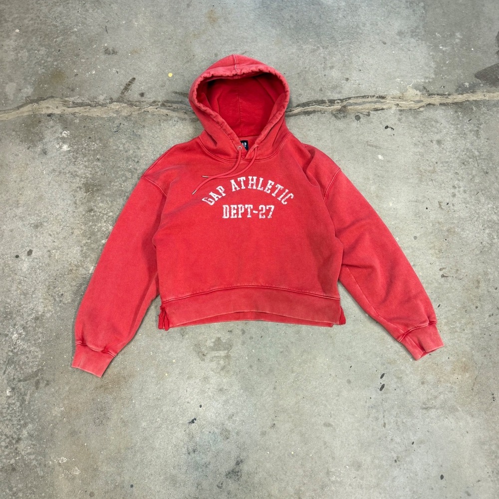 Gap Athletic Dept-27 Red Cropped Hoodie Pullover Sweatshirt Womens Small